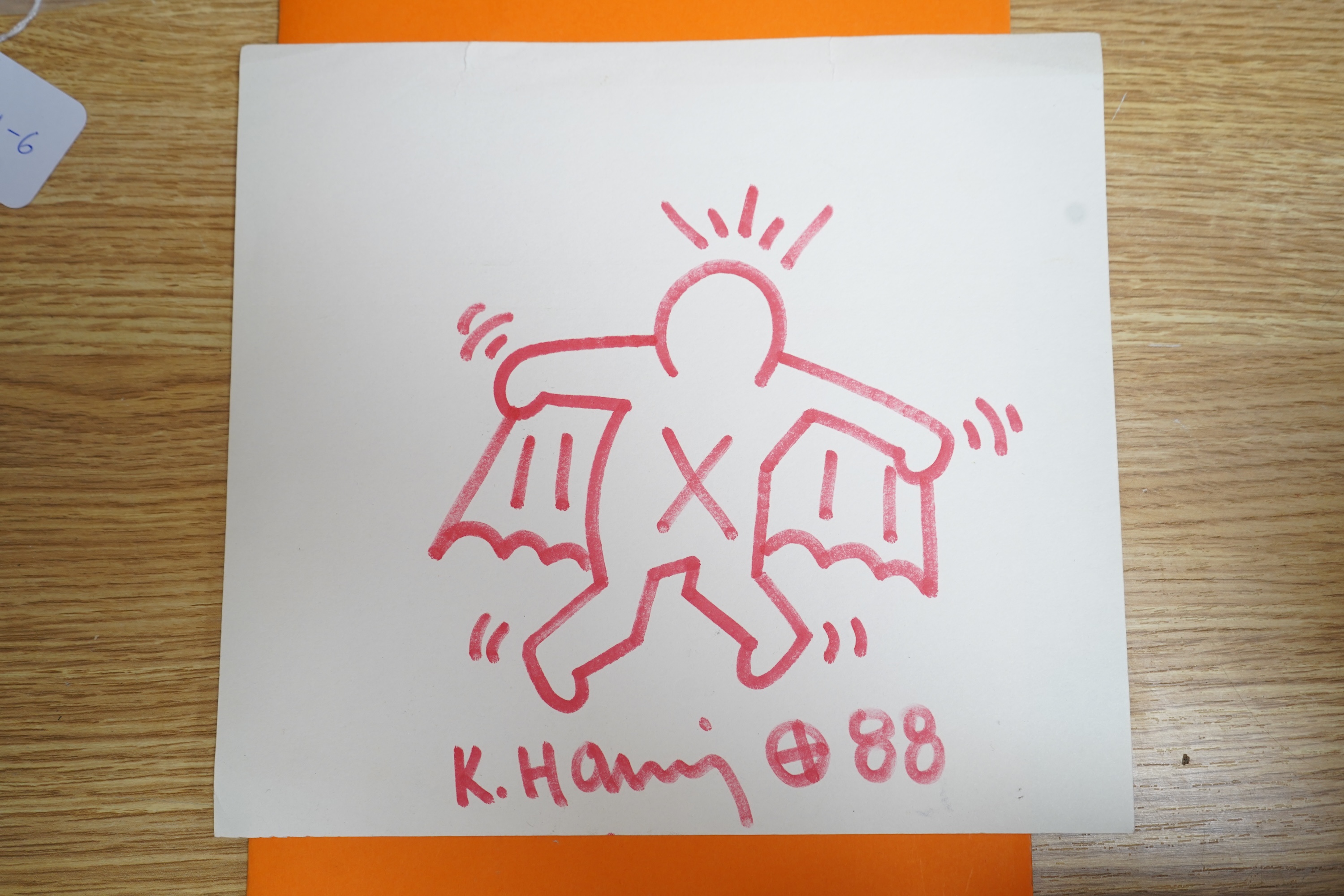 After Keith Haring (American, 1958-1990), Study of a winged figure, Pop Art style felt pen on paper, unframed, 22 x 24cm